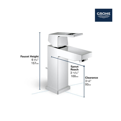 Grohe Eurocube® Single Hole Single-Handle S-Size Bathroom Faucet 4.5 L/Min (1.2 Gpm) Less Drain
