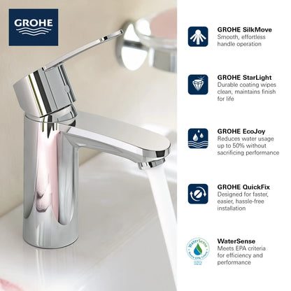 Grohe Single Hole Single-Handle S-Size Bathroom Faucet 4.5 L/min (1.2 gpm) Less Drain