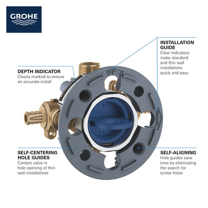Grohsafe™ 3.0 Pressure Balance Rough-In Valve 1/2" Pex Crimp (Astm F1960) Inlets