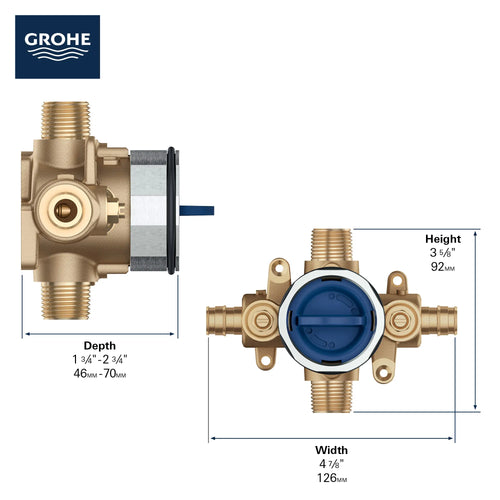Grohsafe™ 3.0 Pressure Balance Rough-In Valve 1/2" Pex Cold Expansion (Astm F1960) Inlets - Golzar Home