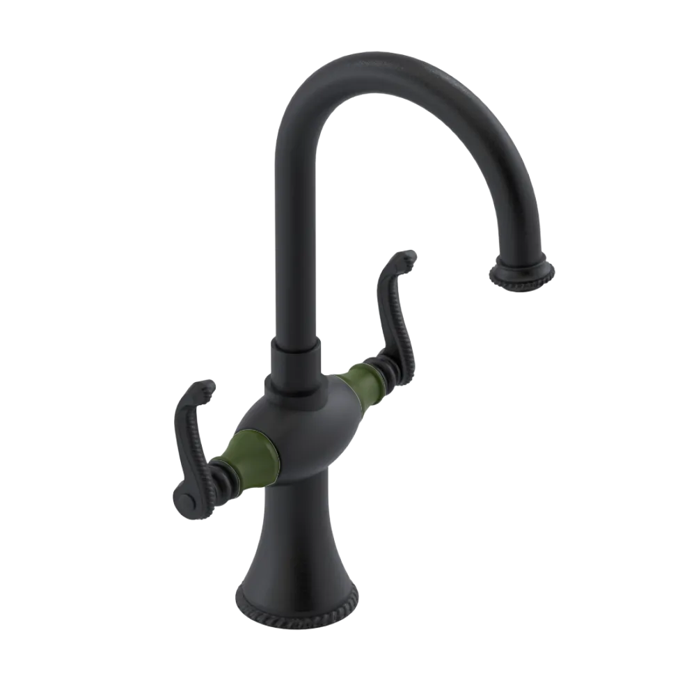 Rubinet Single Hole Dual Handle Lav. Set. (less drain) Matt Black