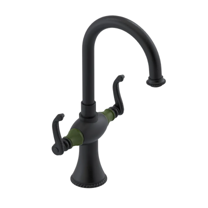 Rubinet Single Hole Dual Handle Lav. Set. (less drain) Matt Black