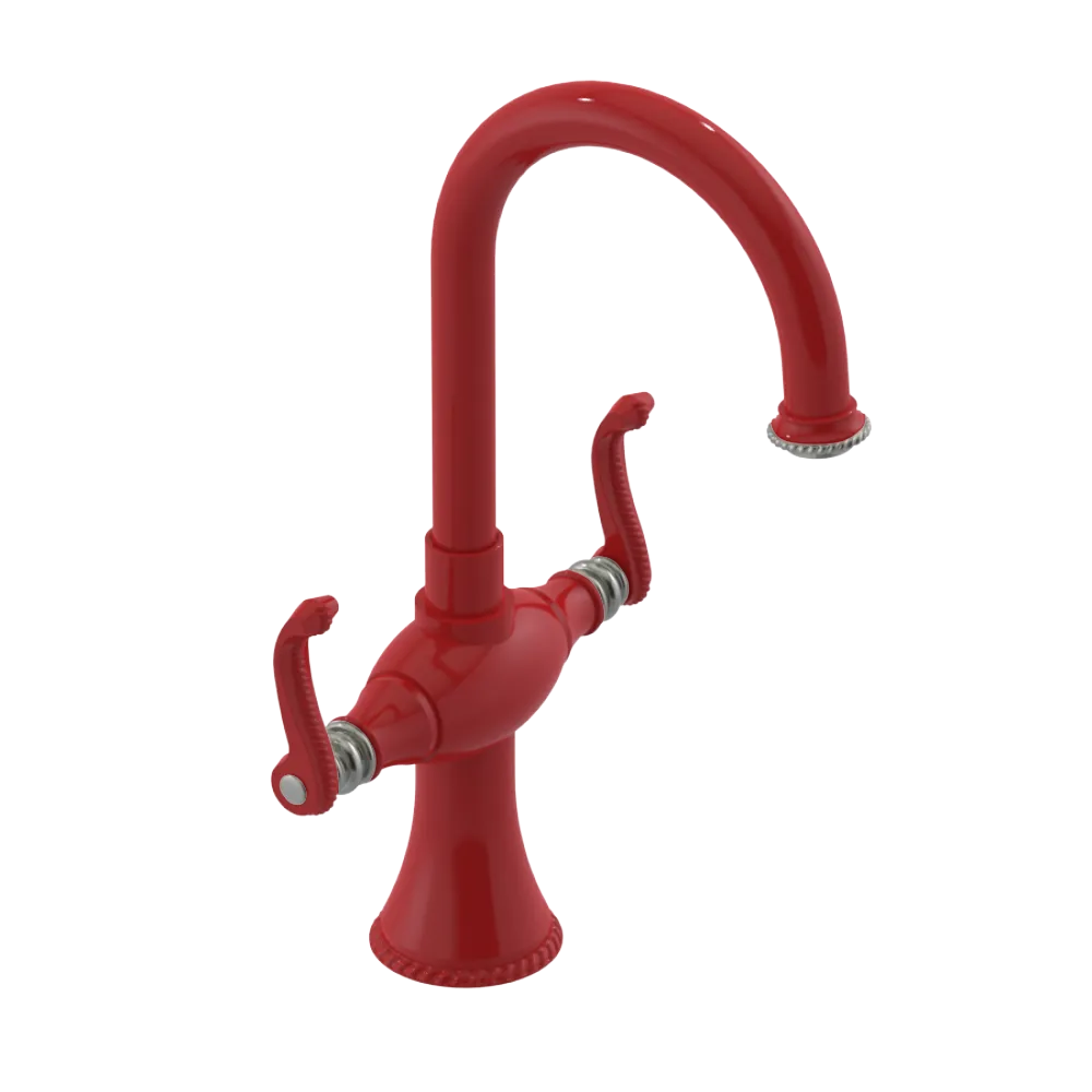 Rubinet Single Hole Dual Handle Lav. Set. (less drain) Red