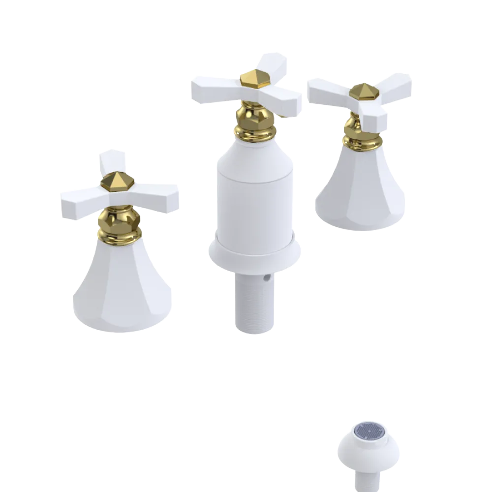 Rubinet Bidet Fitting with Spray, Diverter, and Vacum Breaker (Less Drain) Matt White