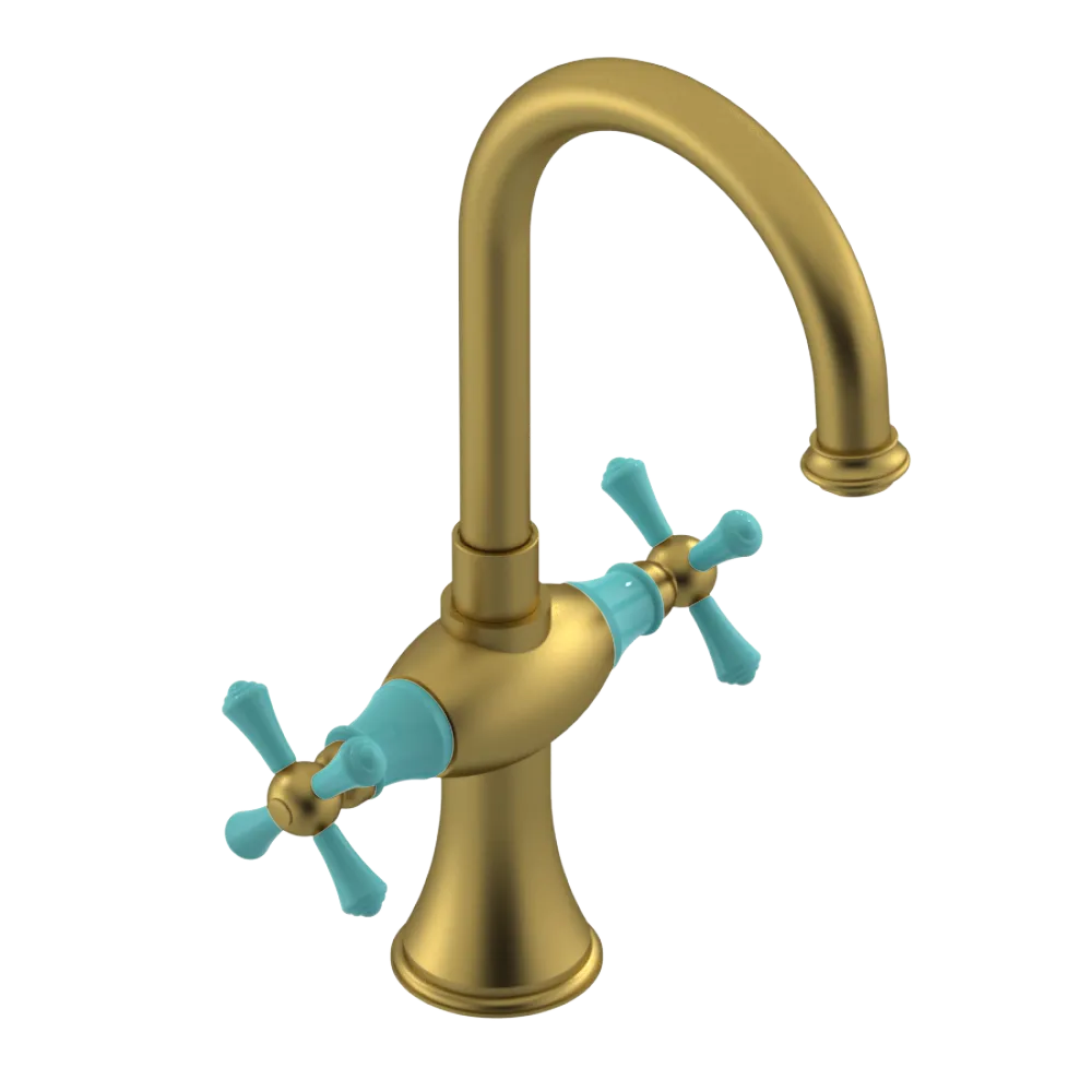 Rubinet Single Hole Dual Handle Lav. Set. (less drain) Antique Brass Matt
