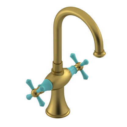 Rubinet Single Hole Dual Handle Lav. Set. (less drain) Antique Brass Matt