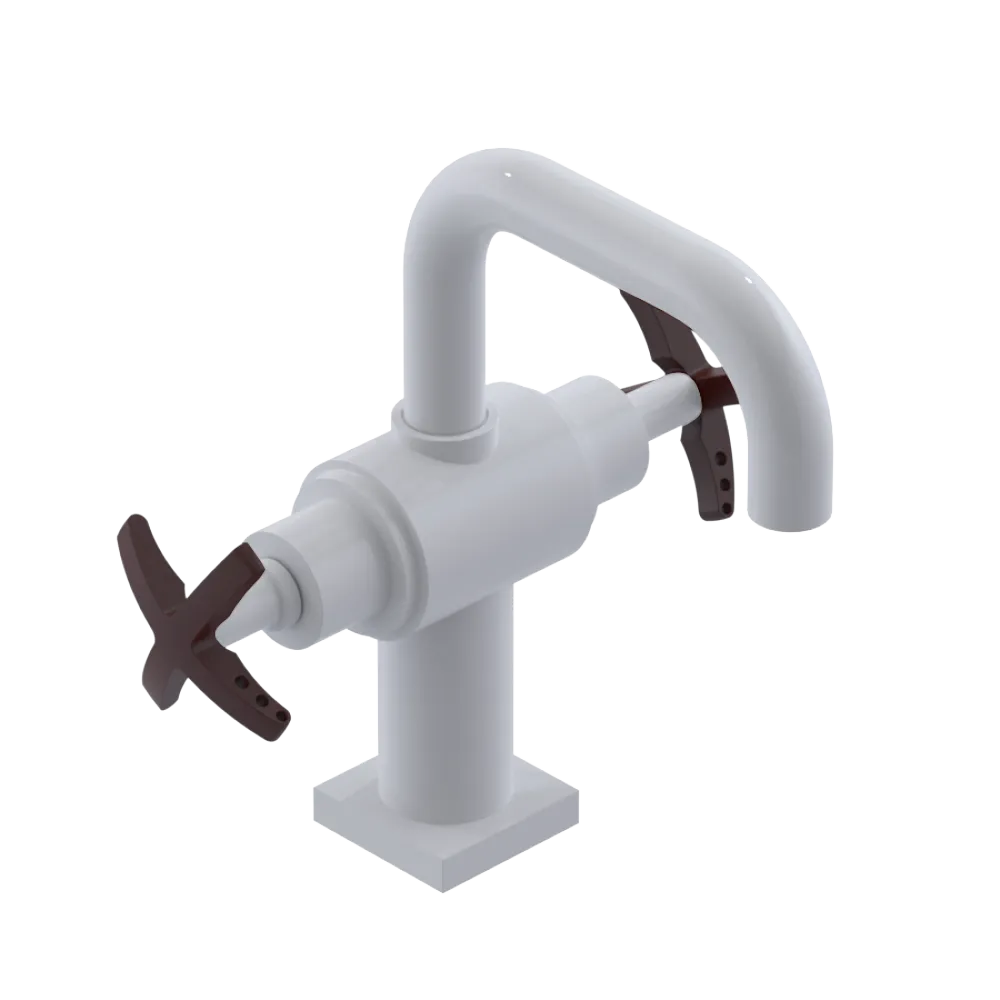 Rubinet Single Hole Dual Handle Lav. Set. with Genesis spout (less drain) White