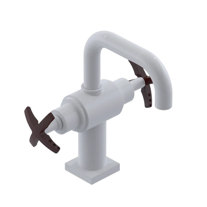 Rubinet Single Hole Dual Handle Lav. Set. with Genesis spout (less drain) White