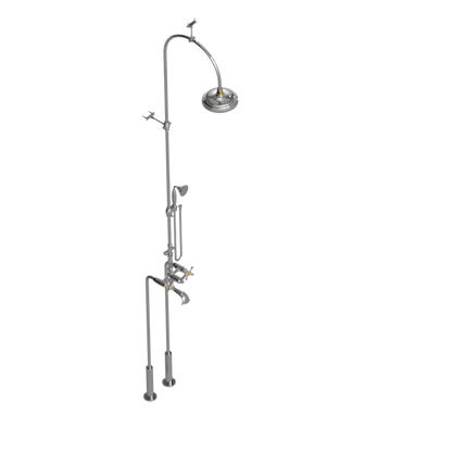 Rubinet Floor Mount Tub & Shower with hand held shower Polished Nickel
