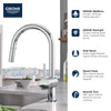 Grohe Minta Single-Handle Pull Down Kitchen Faucet Dual Spray 1.75 Gpm - Golzar Home