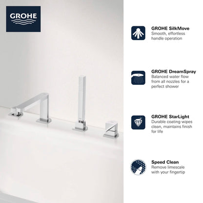 Grohe 4-Hole Single-Handle Deck Mount Roman Tub Faucet with 6.6 L/min (1.75 gpm) Hand Shower