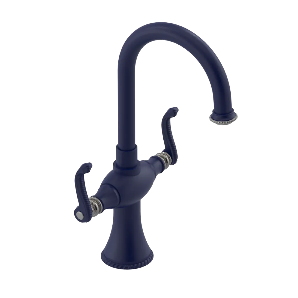 Rubinet Single Hole Dual Handle Lav. Set. (less drain) Midnight Blue