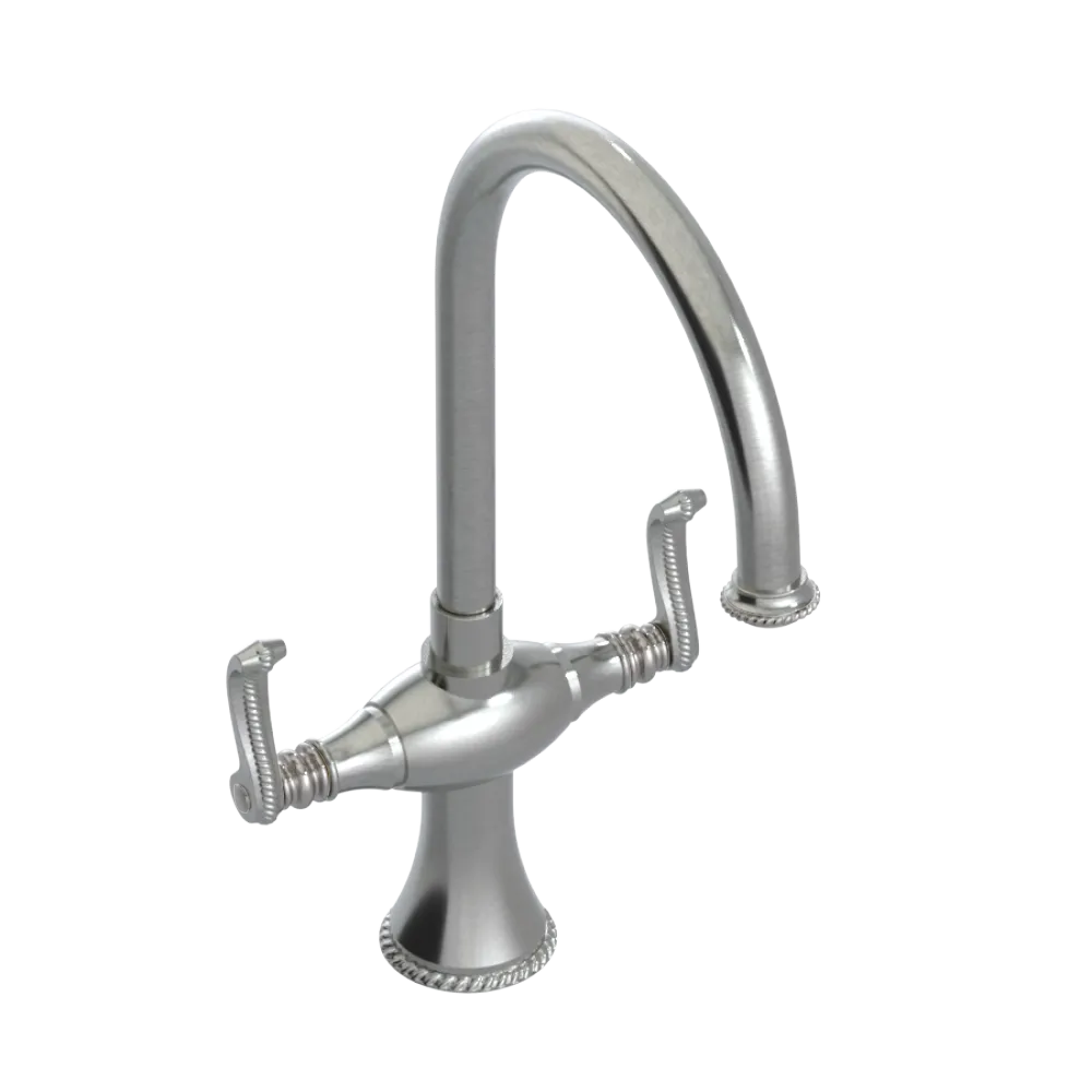 Rubinet Two Handle Single Hole Kitchen Set Satin Nickel