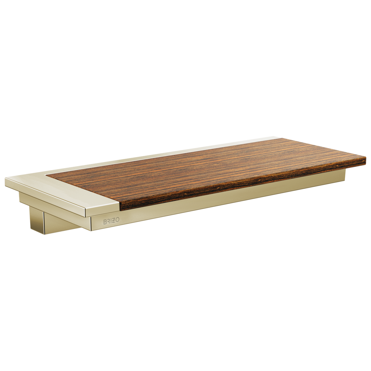 Frank Lloyd Wright Bath Collection by Brizo Wall Shelf - Brilliance® Polished Nickel / Wood