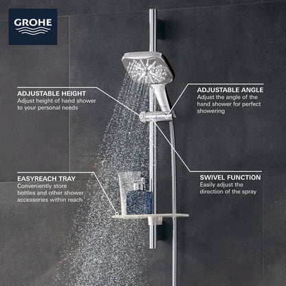 Grohe Rainshower™ Smartactive 24" Shower Slide Bar Kit - 3 Sprays, 6.6 L/Min (1.75 Gpm)
