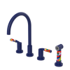 Rubinet Widespread Kitchen Set with Hand Spray Midnight Blue
