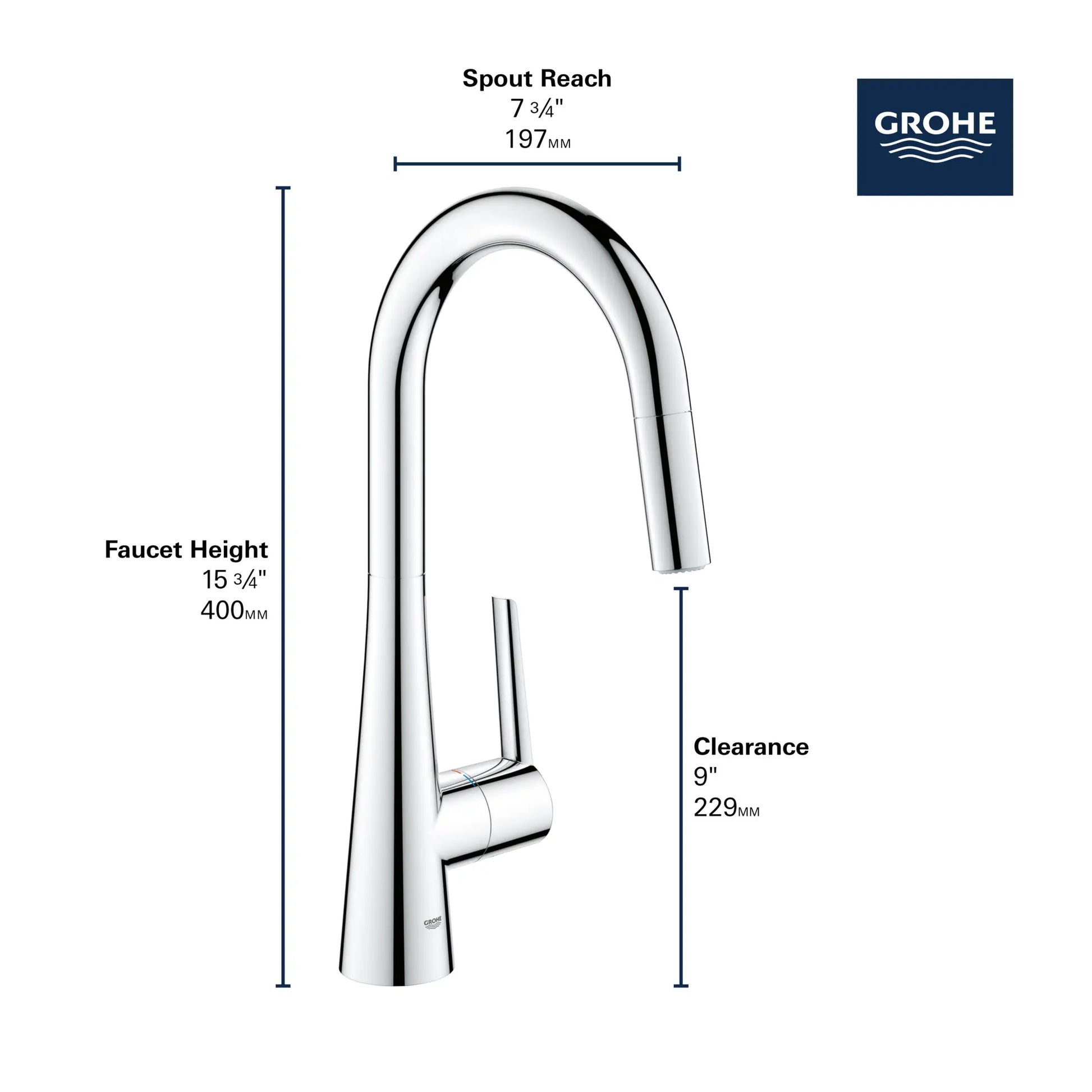 Grohe Zedra Single-Handle Pull Down Kitchen Faucet Dual Spray 1.75 Gpm - Golzar Home