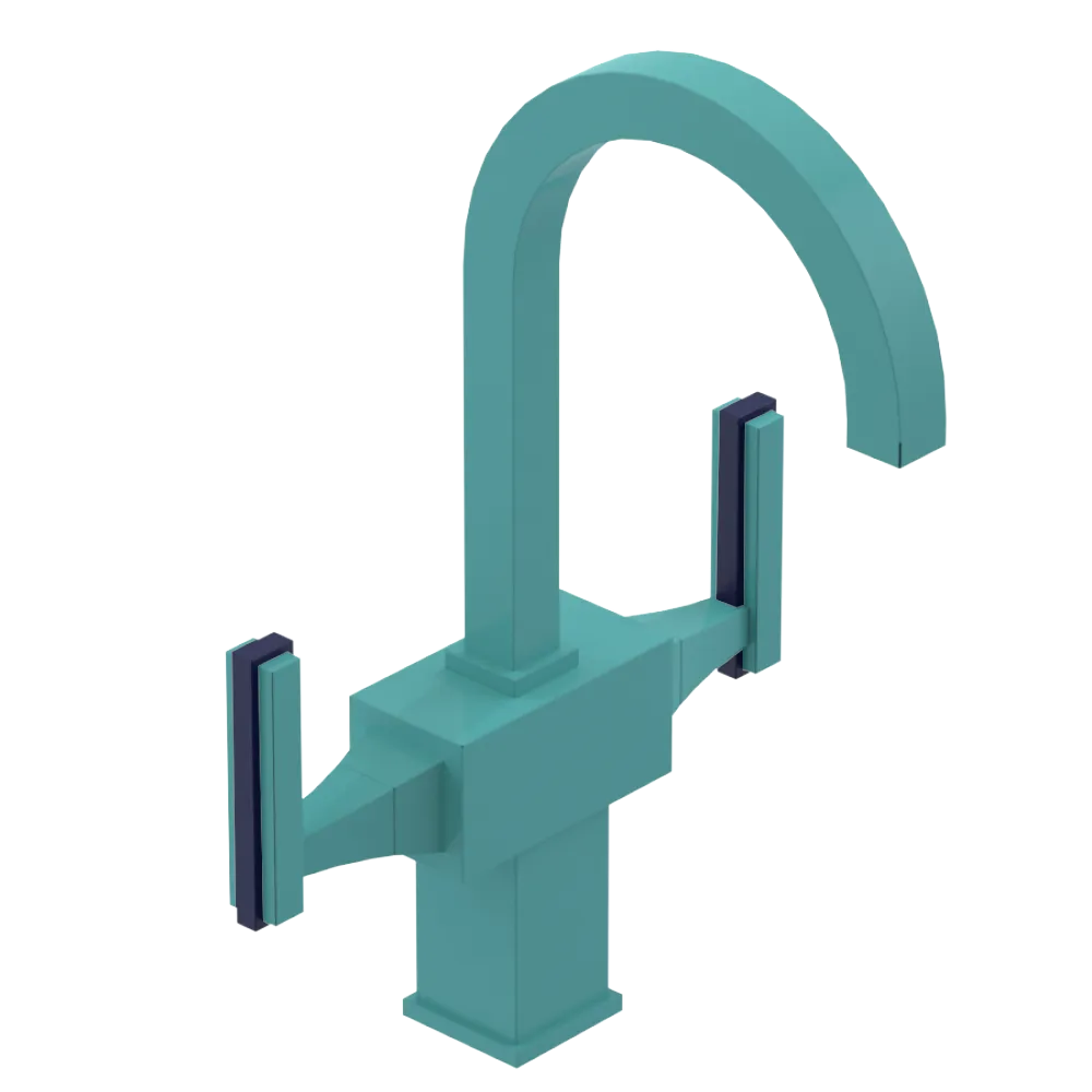 Rubinet Single Hole Dual Handle Lav. Set. (less drain) Aqua