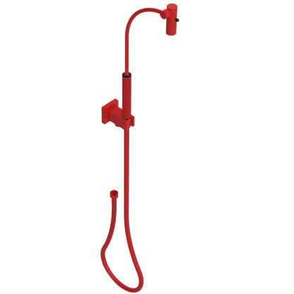 Rubinet Hand Held Shower Bidet with Extended Reach & Dual Function Spray Including Wall Bracket with Supply & Hose (Square) Red