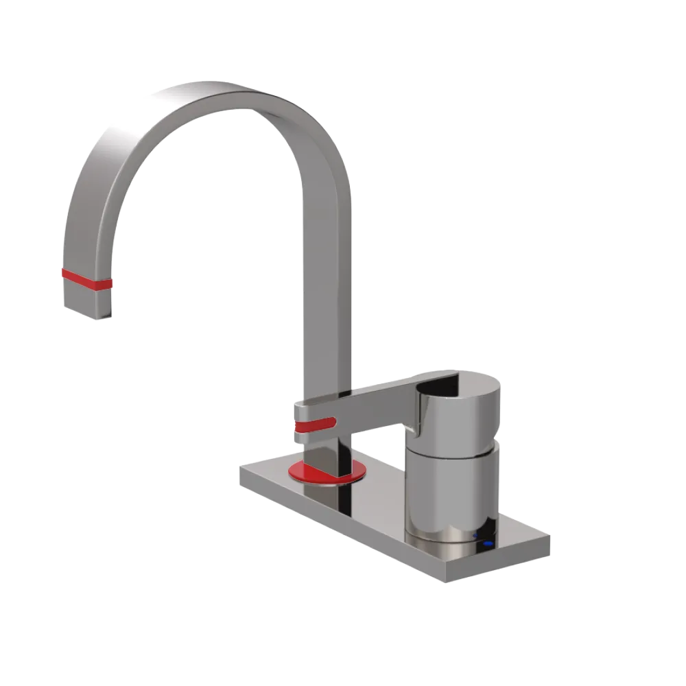 Rubinet 4" Centre Single Control Lav. Set (less drain) Polished Nickel