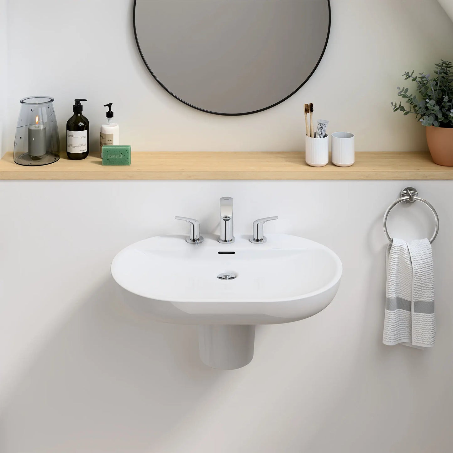Grohe Essence Wall Mount 27" Bathroom Sink, 3-hole