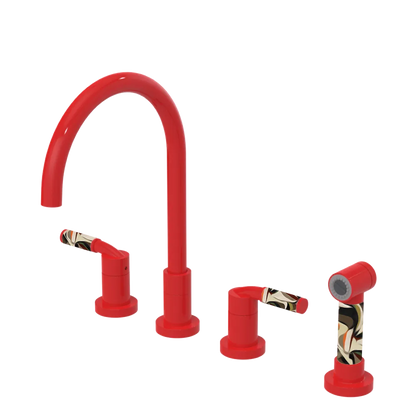 Rubinet Widespread Kitchen Set with Hand Spray Red