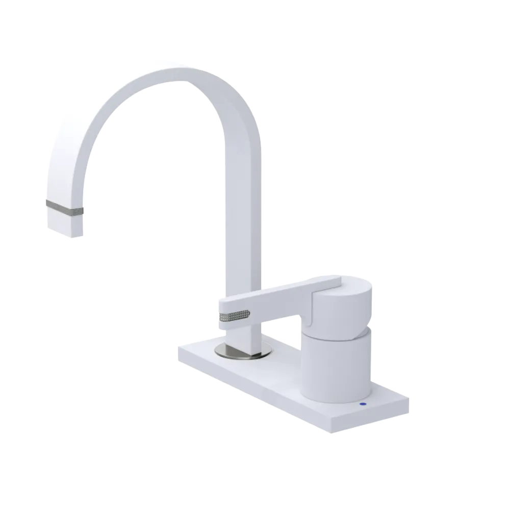 Rubinet 4" Centre Single Control Lav. Set (less drain) Matt White