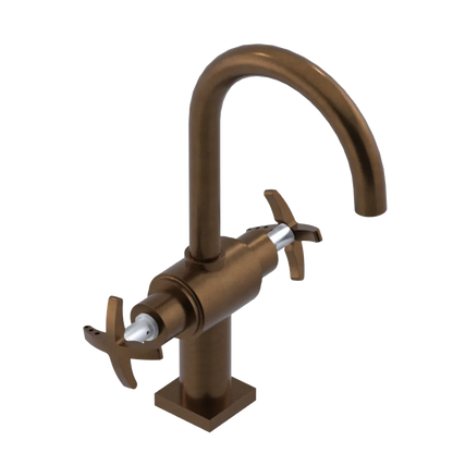 Rubinet Single Hole Dual Handle Lav. Set. (less drain) Tuscan Brass