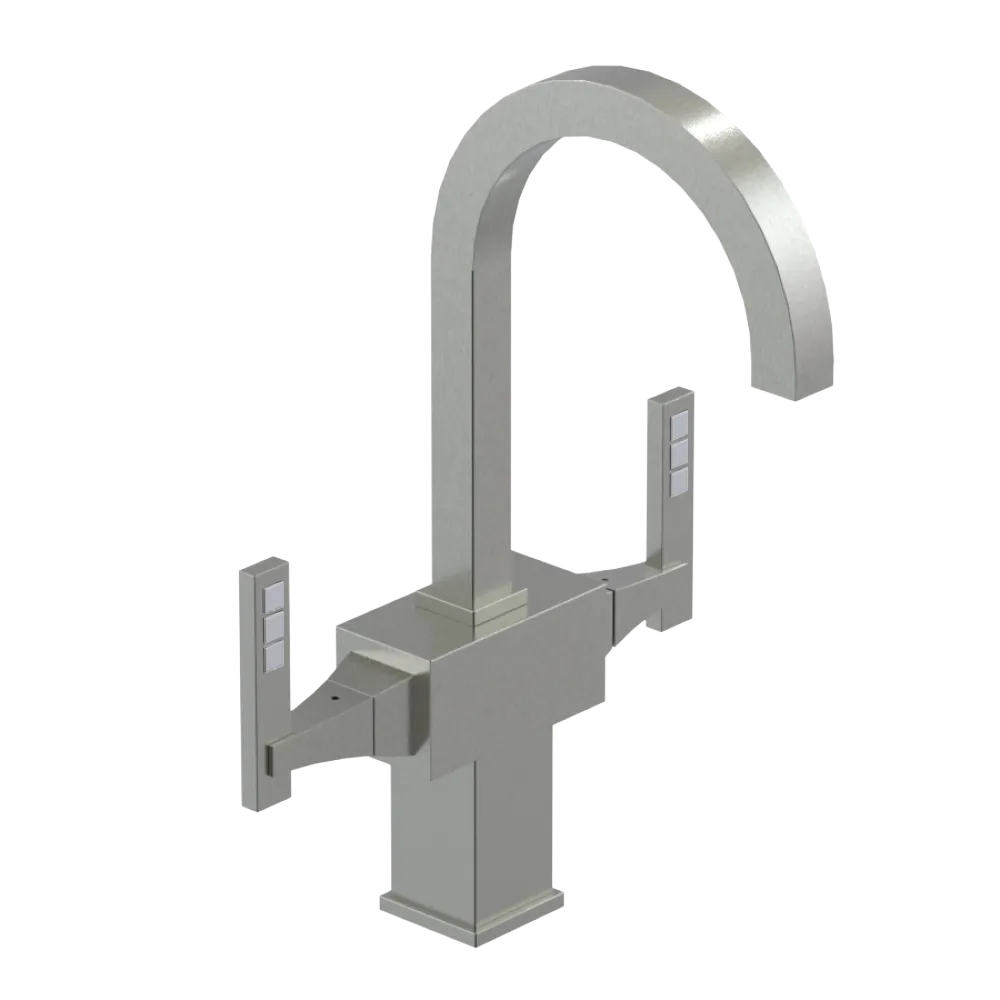 Rubinet Single Hole Dual Handle Lav. Set. (less drain) Satin Nickel