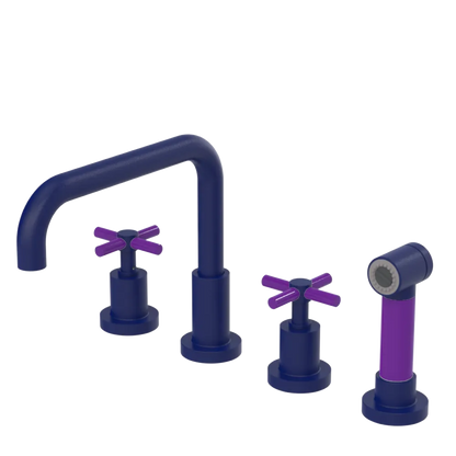Rubinet Widespread Kitchen Set with Hand Spray Midnight Blue