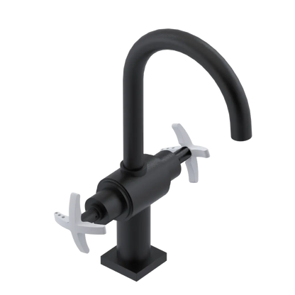 Rubinet Single Hole Dual Handle Lav. Set. (less drain) Matt Black