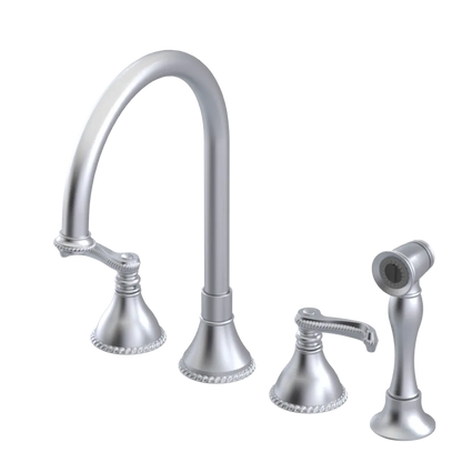 Rubinet Widespread Kitchen Set with Hand Spray Satin Chrome