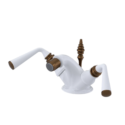 Rubinet Single Hole Dual Handle Bidet Fitting (Less Drain) White