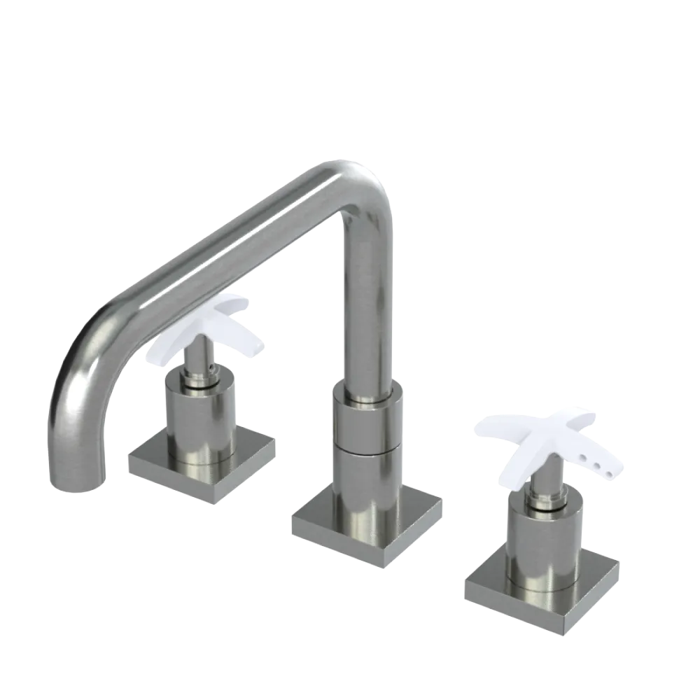 Rubinet Widespread Kitchen Set with Genesis Spout Satin Nickel