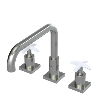 Rubinet Widespread Kitchen Set with Genesis Spout Satin Nickel