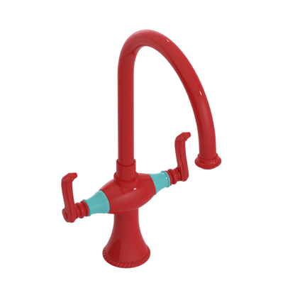 Rubinet Two Handle Single Hole Kitchen Set Red