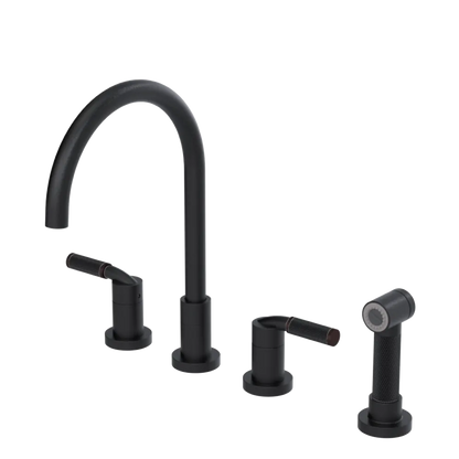 Rubinet Widespread Kitchen Set with Hand Spray Matt Black