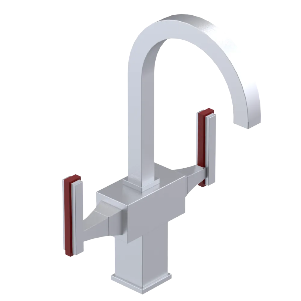 Rubinet Single Hole Dual Handle Lav. Set. (less drain) Satin Chrome