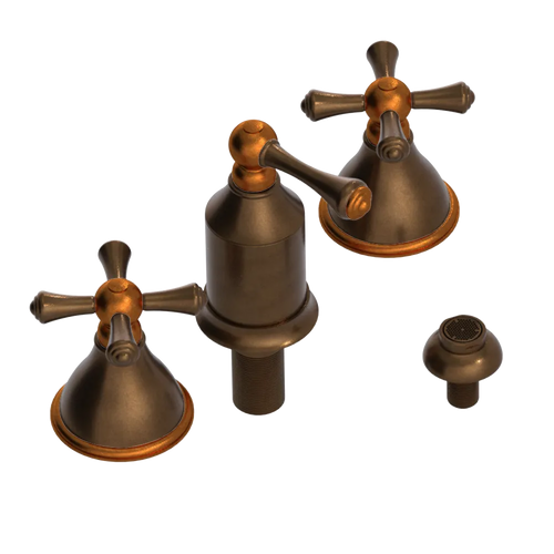 Rubinet Bidet Fitting with Spray, Diverter, and Vacum Breaker (Less Drain) Tuscan Brass