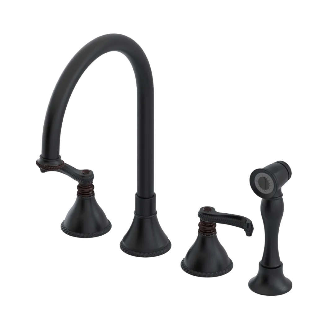 Rubinet Widespread Kitchen Set with Hand Spray Matt Black