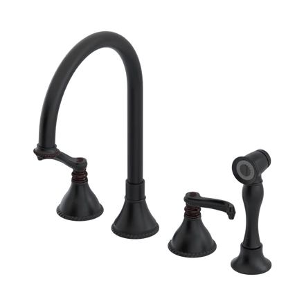 Rubinet Widespread Kitchen Set with Hand Spray Matt Black