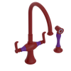 Rubinet Two Handle Single Hole Kitchen Set with Hand Spray Maroon