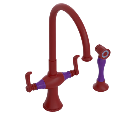 Rubinet Two Handle Single Hole Kitchen Set with Hand Spray Maroon