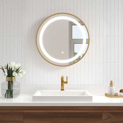 KALIA EFFECTLED-illuminated bathroom mirror - 24" x 24" - Brushed gold