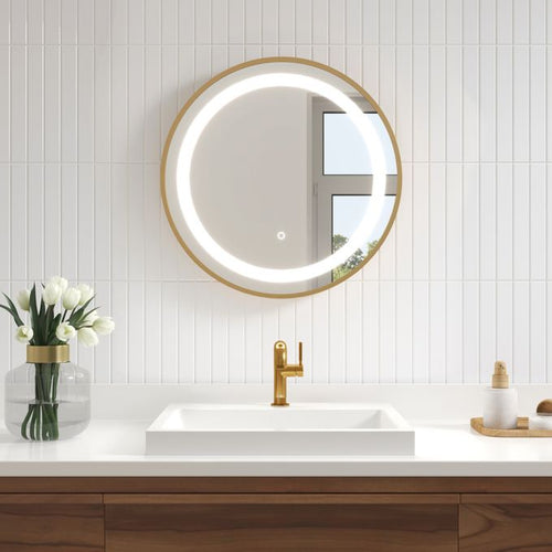 KALIA EFFECTLED-illuminated bathroom mirror - 24" x 24" - Brushed gold