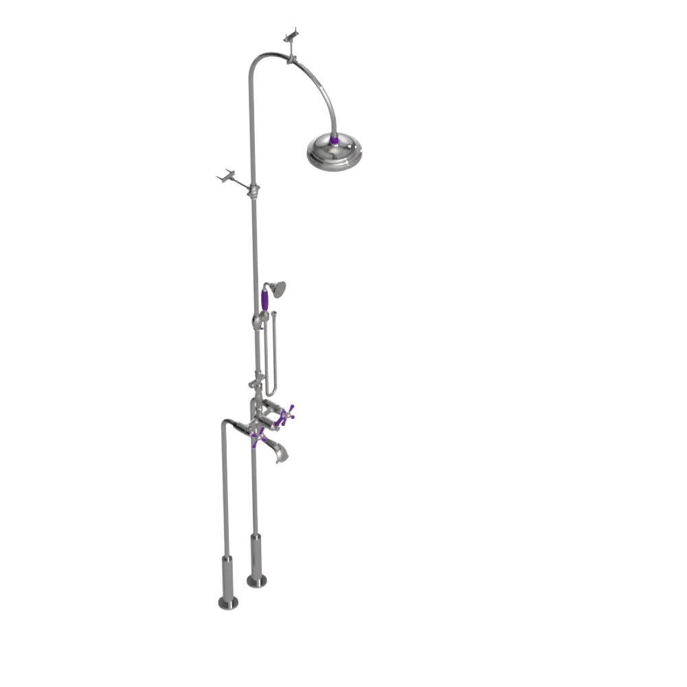 Rubinet Floor Mount Tub & Shower with hand held shower Polished Nickel