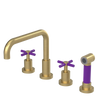 Rubinet Widespread Kitchen Set with Hand Spray Satin Brass