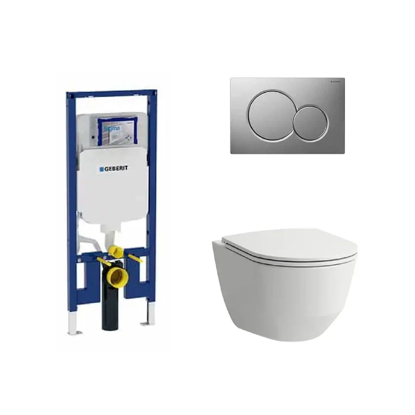 Laufen 2-Piece Toilet Elongated Dual-Flush Wall Mounted Toilet With Geberit In-Wall Tank (Seat Included) - Laufen Pro