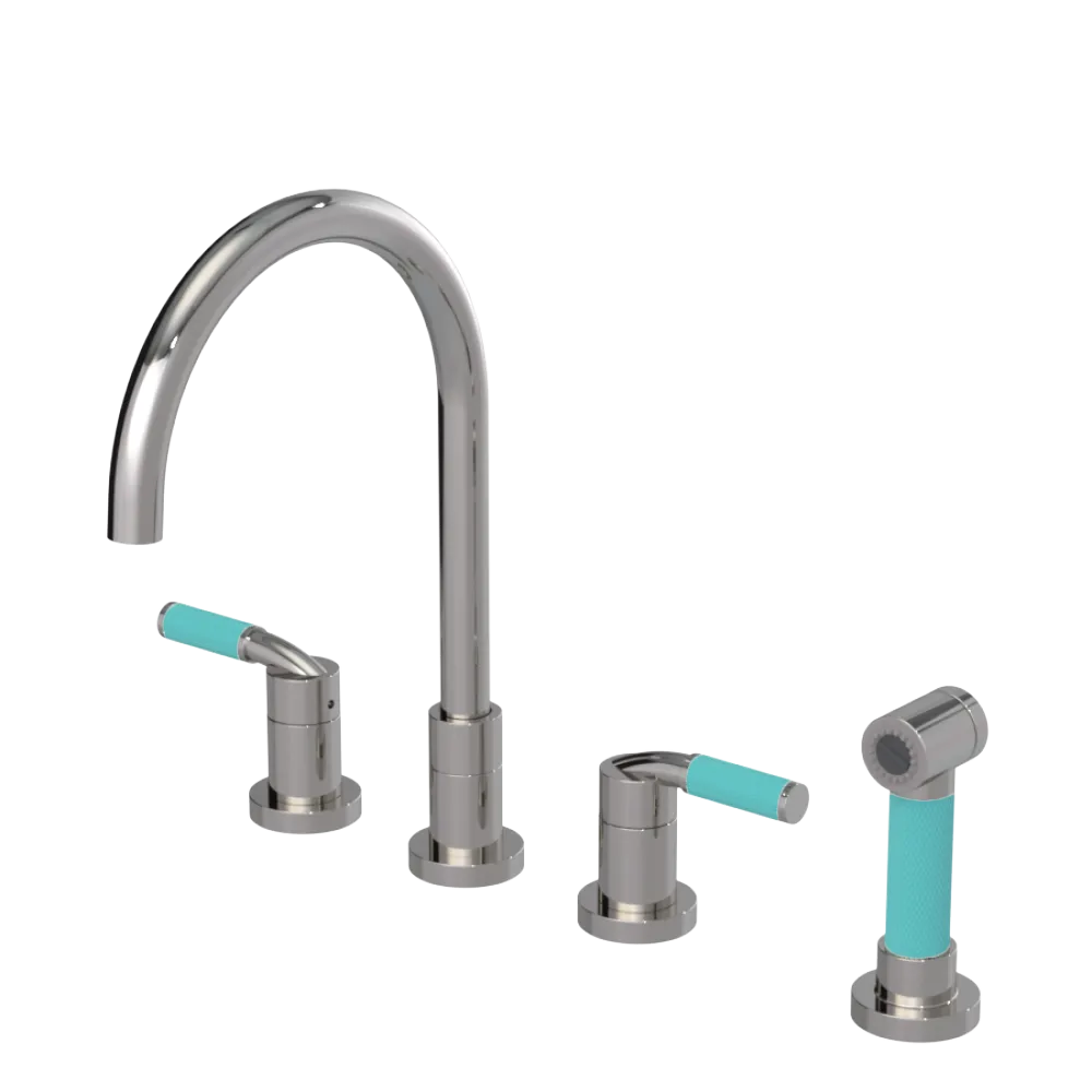 Rubinet Widespread Kitchen Set with Hand Spray Polished Nickel