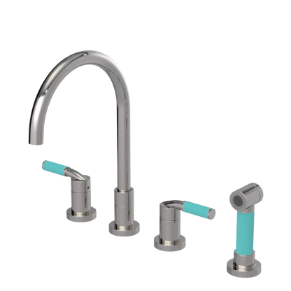 Rubinet Widespread Kitchen Set with Hand Spray Polished Nickel